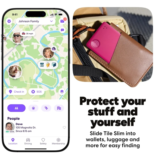 Alt view image 3 of 7 - Tile Slim - Wallet Finder, Bluetooth Tracker and Item Locator for Luggage Tags, Passports and More. Both iOS and Android Compatible. Phone Finder. 1-Pack (Pink Punch)