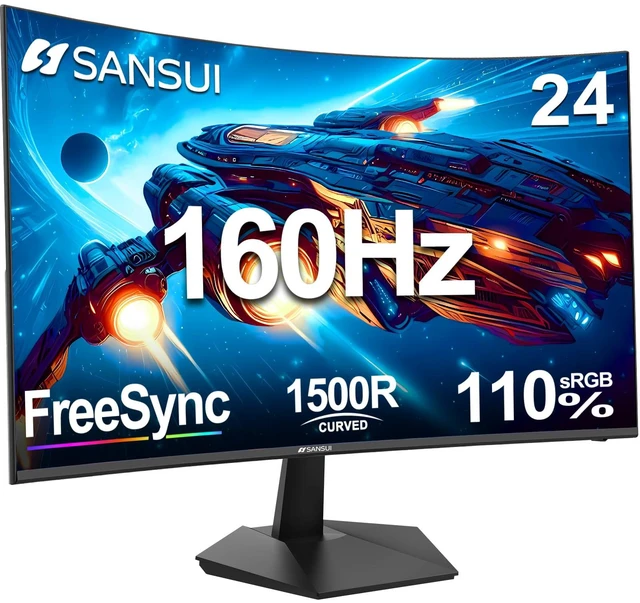 Main image of 24 Inch Curved Gaming Monitor up to 160Hz MPRT 1ms Computer Monitor FHD 1080P Freesync 110% sRGB HDR,HDMI2.0*1, DP 1.4*1 Ports VESA Mount(ES-G24C1 HDMI Cable Included)