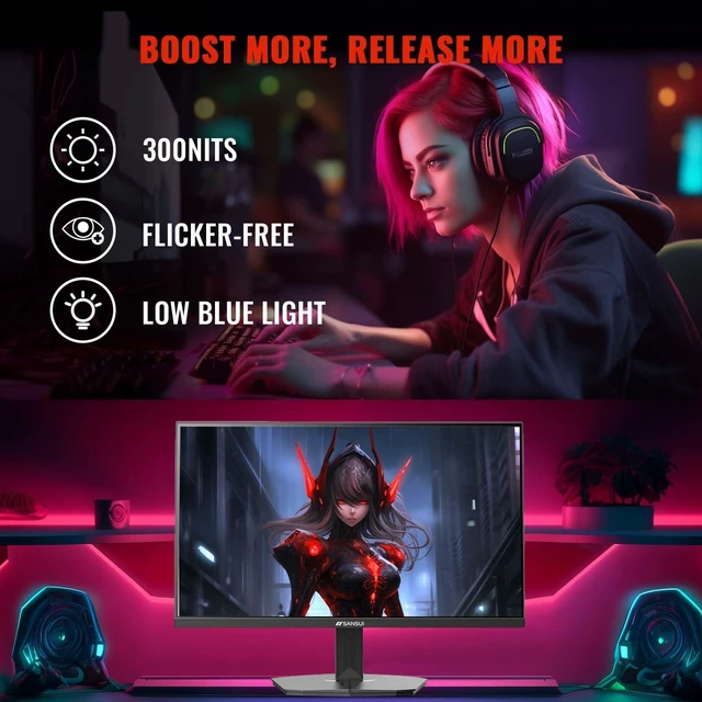 Alt view image 6 of 7 - 24 Inch Gaming Monitor 200Hz 1Ms FreeSync HDR 110% sRGB FHD 1080P Computer Monitor HDMI DP Ports Eye Care Frameless VESA Mount Cable Management (ES-G24F4L HDMI Cable Included)