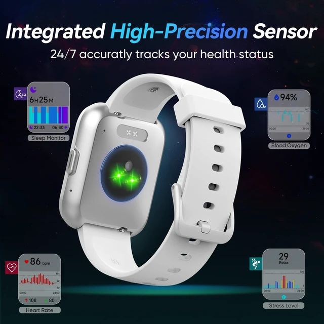 Alt view image 4 of 7 - Smart Watches for Men/Women, 1.8'' Alexa Built-in Fitness Tracker Watch with Bluetooth Calls, IP68 Waterproof, Heart Rate/Sleep/SpO2/Stress Monitor, 110 Sport Modes for Android & iPhone