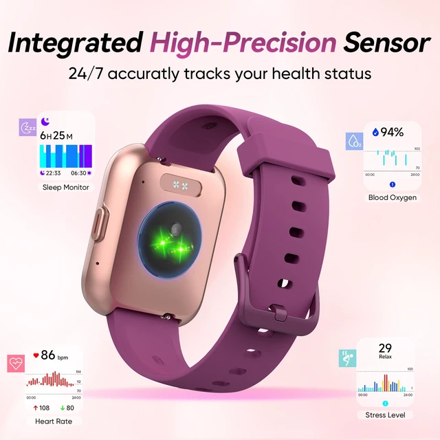 Alt view image 2 of 7 - Smart Watches for Men/Women, 1.8'' Alexa Built-in Fitness Tracker Watch with Bluetooth Calls, IP68 Waterproof, Heart Rate/Sleep/SpO2/Stress Monitor, 110 Sport Modes for Android & iPhone