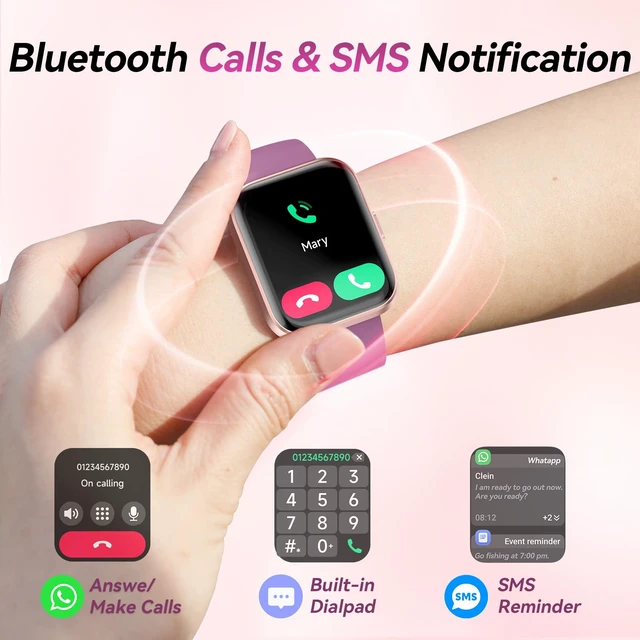 Alt view image 4 of 7 - Smart Watches for Men/Women, 1.8'' Alexa Built-in Fitness Tracker Watch with Bluetooth Calls, IP68 Waterproof, Heart Rate/Sleep/SpO2/Stress Monitor, 110 Sport Modes for Android & iPhone