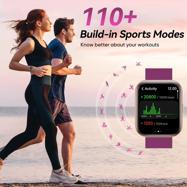 Alt view image 6 of 7 - Smart Watches for Men/Women, 1.8'' Alexa Built-in Fitness Tracker Watch with Bluetooth Calls, IP68 Waterproof, Heart Rate/Sleep/SpO2/Stress Monitor, 110 Sport Modes for Android & iPhone
