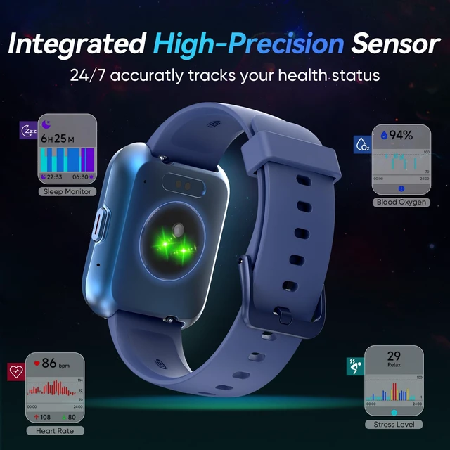 Alt view image 5 of 7 - Smart Watches for Men/Women, 1.8'' Alexa Built-in Fitness Tracker Watch with Bluetooth Calls, IP68 Waterproof, Heart Rate/Sleep/SpO2/Stress Monitor, 110 Sport Modes for Android & iPhone