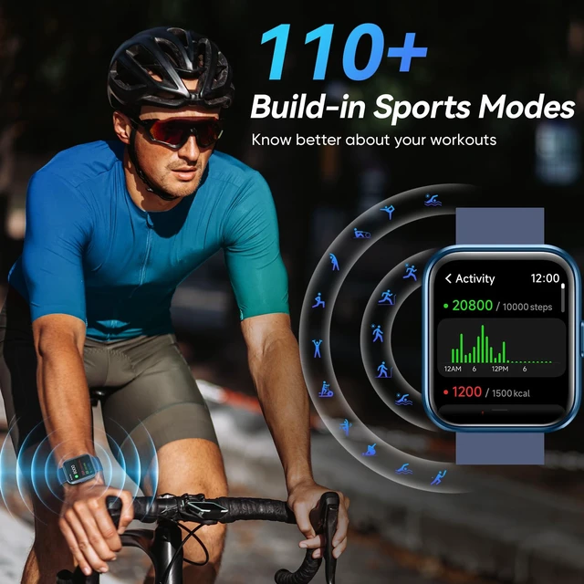 Alt view image 6 of 7 - Smart Watches for Men/Women, 1.8'' Alexa Built-in Fitness Tracker Watch with Bluetooth Calls, IP68 Waterproof, Heart Rate/Sleep/SpO2/Stress Monitor, 110 Sport Modes for Android & iPhone