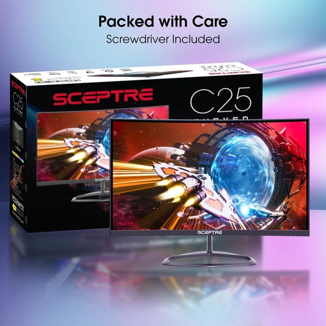 Alt view image 2 of 7 - New! Curved 24.5-inch Gaming Monitor up to 240Hz 1080p R1500 1ms DisplayPort x2 HDMI x2 Eye Care Build-in Speakers, Machine Black 2026 (C255B-FWT240 Series)