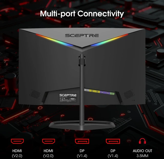 Alt view image 5 of 7 - New! Curved 24.5-inch Gaming Monitor up to 240Hz 1080p R1500 1ms DisplayPort x2 HDMI x2 Eye Care Build-in Speakers, Machine Black 2026 (C255B-FWT240 Series)