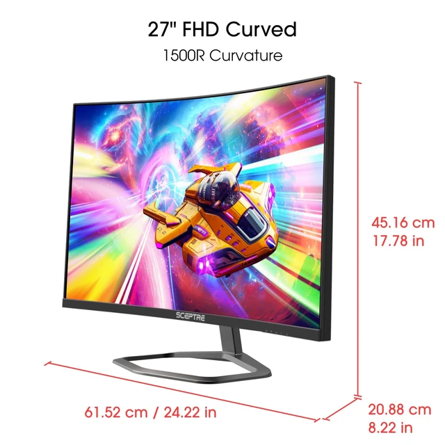 Alt view image 2 of 7 - New 27-inch Curved Gaming Monitor FreeSync 240Hz Plus DisplayPort HDMI 1ms 99% sRGB Build-in Speakers, R1500 Machine Black 2025 (C275B-FWT240 Series)