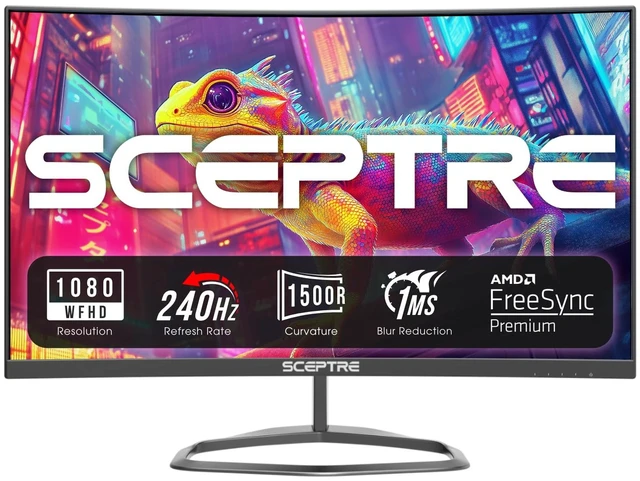 Alt view image 3 of 7 - New! Curved 24.5-inch Gaming Monitor up to 240Hz 1080p R1500 1ms DisplayPort x2 HDMI x2 Eye Care Build-in Speakers, Machine Black 2026 (C255B-FWT240 Series)