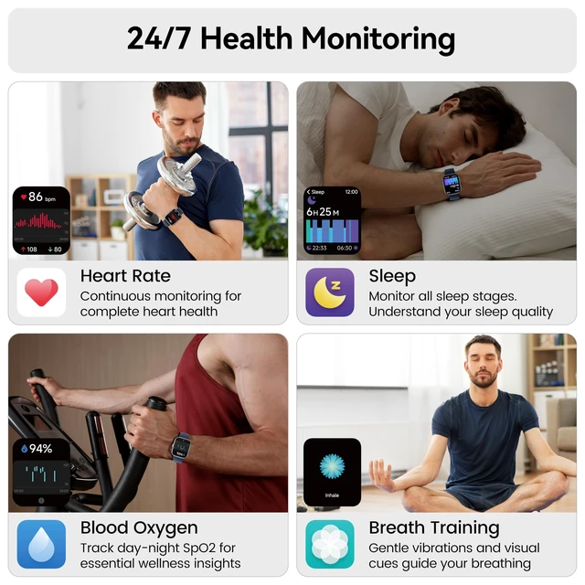 Alt view image 4 of 7 - Smart Watch with Alexa Built-in, 1.83" HD Bluetooth Calling Fitness Tracker Fitness Watch with Heart Rate/Sleep Monitor, 120+ Sport Modes, DIY Dial, IP68 Waterproof Smartwatch for Android iOS, Blue
