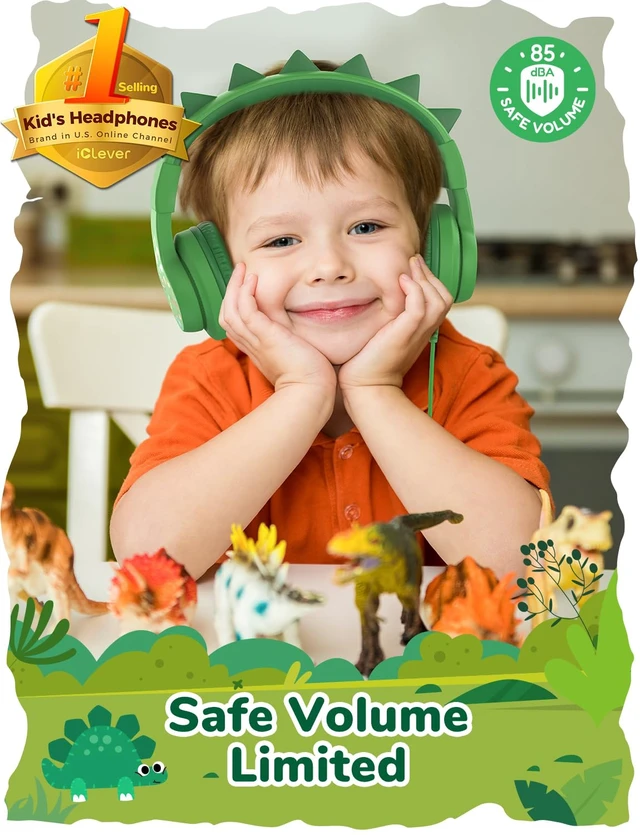 Alt view image 2 of 7 - HS19S Kids Headphones for School, Over-Ear for Toddler Boys Girls SafeSound Tech, Stereo Sound, Kids Headphones with Cord, Durable Foldable 3.5mm Wired Headphone for iPad/Tablet/Travel