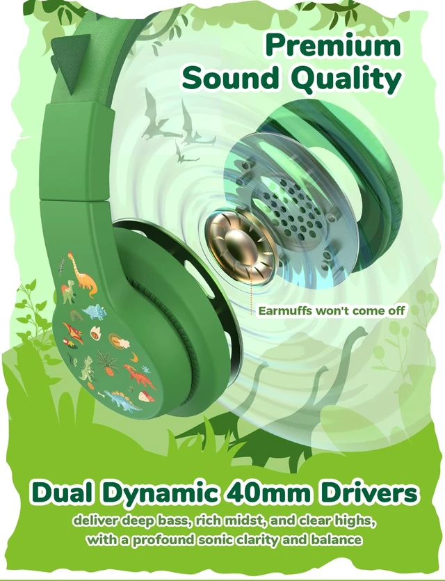 Alt view image 4 of 7 - HS19S Kids Headphones for School, Over-Ear for Toddler Boys Girls SafeSound Tech, Stereo Sound, Kids Headphones with Cord, Durable Foldable 3.5mm Wired Headphone for iPad/Tablet/Travel
