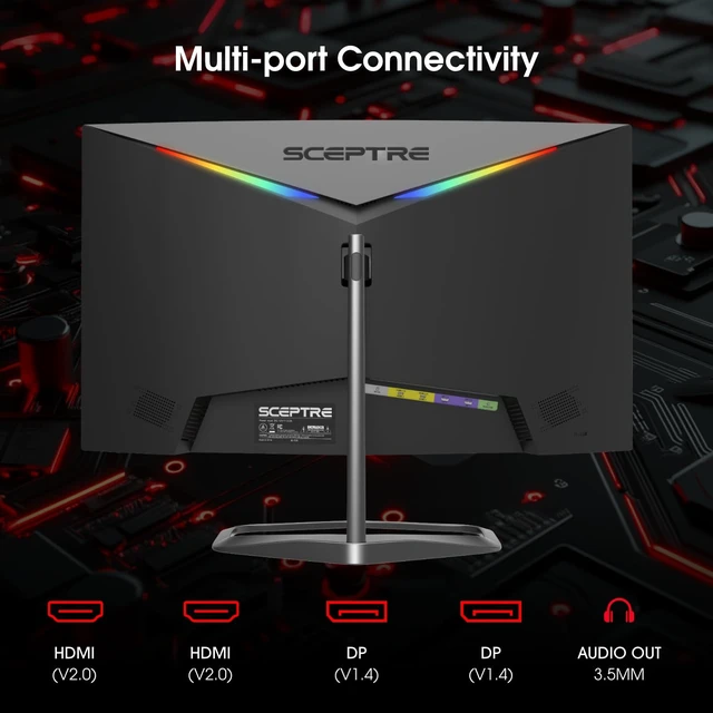 Alt view image 4 of 7 - Curved 24.5-inch Prime Gaming Monitor up to 240Hz 1080p R1500 1ms DisplayPort x2 HDMI x2 Blue Light Shift Build-in Speakers, Machine Black 2025 (C255B-FWT240 Series)