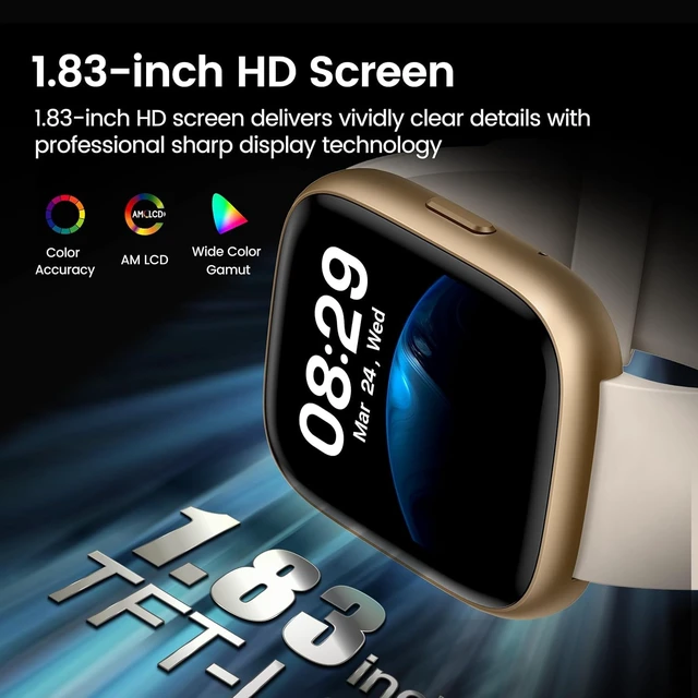 Alt view image 2 of 7 - Smart Watch with Alexa Built-in, 1.83" HD Bluetooth Calling Fitness Tracker Fitness Watch with Heart Rate/Sleep Monitor, 120+ Sport Modes, DIY Dial, IP68 Waterproof Smartwatch for Android iOS, Cream