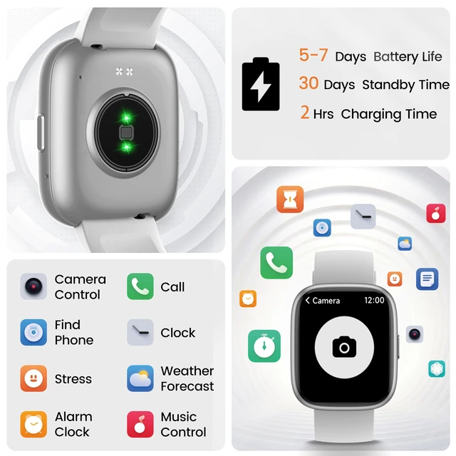 Alt view image 6 of 7 - Smart Watch with Alexa Built-in, 1.83" HD Bluetooth Calling Fitness Tracker Fitness Watch with Heart Rate/Sleep Monitor, 120+ Sport Modes, DIY Dial, IP68 Waterproof Smartwatch for Android iOS, Gray