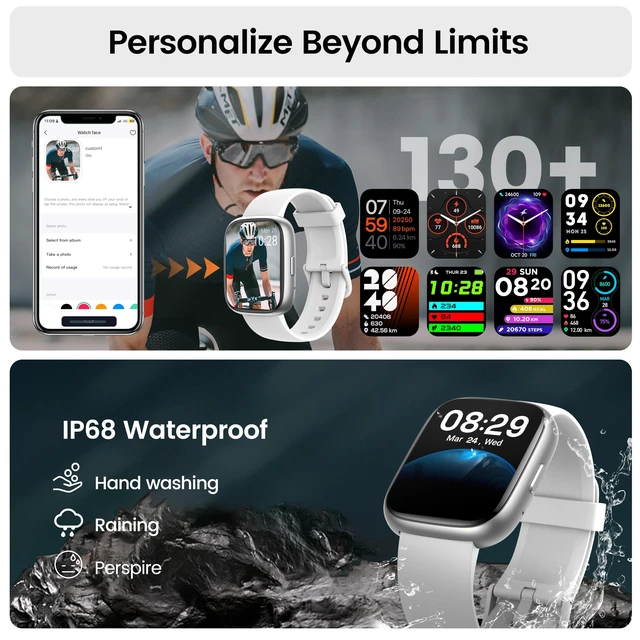 Alt view image 7 of 7 - Smart Watch with Alexa Built-in, 1.83" HD Bluetooth Calling Fitness Tracker Fitness Watch with Heart Rate/Sleep Monitor, 120+ Sport Modes, DIY Dial, IP68 Waterproof Smartwatch for Android iOS, Gray