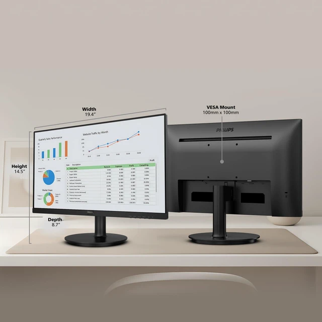 Alt view image 7 of 7 - 22 Inch Computer Monitor FHD 100Hz VA VESA Flicker-Free, 221V8LB 1920×1080 LED Monitor, 4ms GtG, Adaptive Sync, HDMI 1.4, Tilt Adjust, Low Blue Light, 4yr Advance Replacement