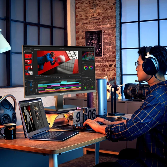 Alt view image 2 of 7 - Monitor 24 inch 100Hz Computer MonitorFHD 1080P PC MonitorHDMIFreeSyncHDREarphone Jack Ergonomic Tilt for Home and Office