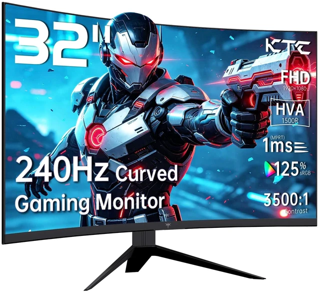 Main image of 32 inch 240Hz Curved Gaming Monitor, 1080P Curved Monitor 1ms, H32S17F 1500R, Adaptive Sync, HDR10, 125%sRGB, HDMI 2.0 x2 & DP1.4 x1, VESA, Tilt Adjustable, for Xbox PS5 Switch, Black