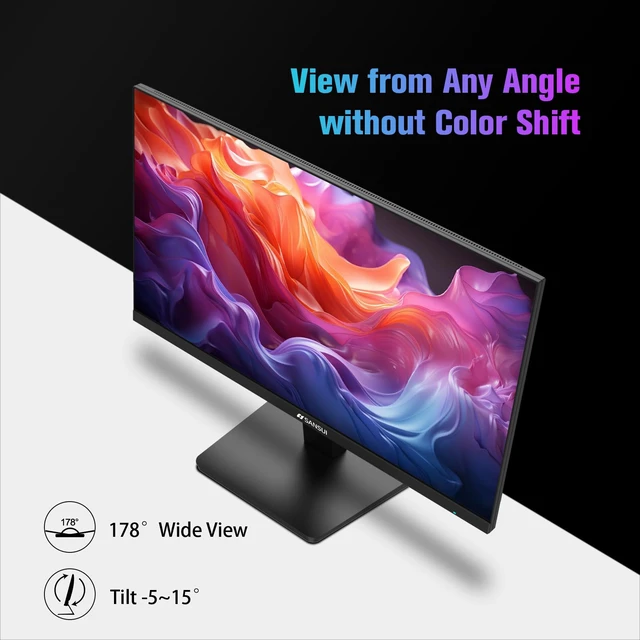 Alt view image 6 of 7 - Monitor 24 inch 100Hz Computer MonitorFHD 1080P PC MonitorHDMIFreeSyncHDREarphone Jack Ergonomic Tilt for Home and Office