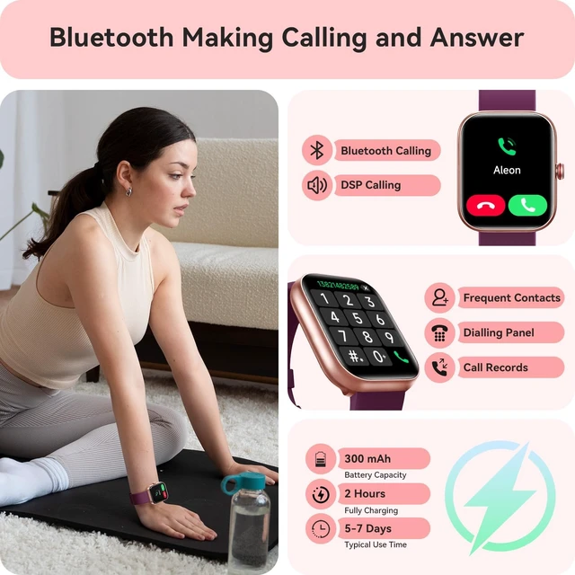 Alt view image 2 of 7 - Smart Watch for Women Men, Smartwatch for iPhone & Android Bluetooth (Answer/Call) Built-in Alexa, 1.91" HD Fitness Tracker with 105+ Sport Modes, IP68 Waterproof, Sleep/Heart Rate/Stress Monitor