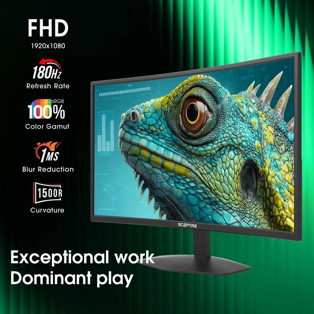 Alt view image 3 of 6 - New! Curved 27-inch Prime Gaming Monitor DisplayPort x2 180Hz HDMI x2 180Hz 1500R 1ms Build-in Speakers, Machine Black 2027 (C275B-FW180T Series)
