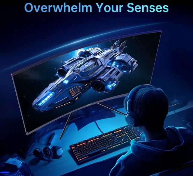Alt view image 3 of 7 - 32 inch 240Hz Curved Gaming Monitor, 1080P Curved Monitor 1ms, H32S17F 1500R, Adaptive Sync, HDR10, 125%sRGB, HDMI 2.0 x2 & DP1.4 x1, VESA, Tilt Adjustable, for Xbox PS5 Switch, Black