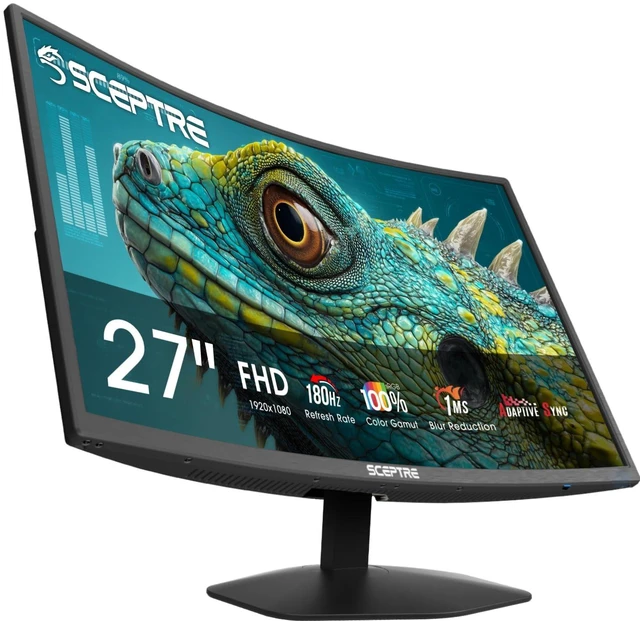 Main image of New! Curved 27-inch Prime Gaming Monitor DisplayPort x2 180Hz HDMI x2 180Hz 1500R 1ms Build-in Speakers, Machine Black 2027 (C275B-FW180T Series)