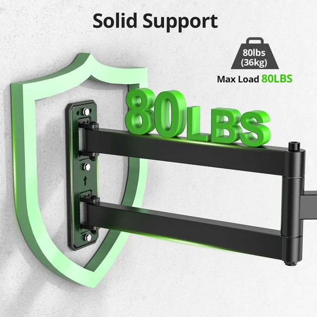Alt view image 2 of 7 - Corner TV Wall Mount with 31.22" Long Arm for 26-65 Inch TVs up to 80 lbs, Full Motion TV Wall Mount Bracket with Swivel and Tilt, Max VESA 400x400mm fit Most 32 40 42 43 50 55 60 65 TVs