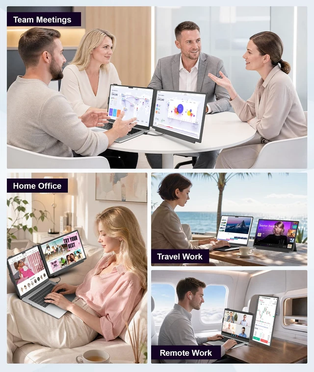 Alt view image 7 of 7 - 15.6" Laptop Screen Extender, 1080P FHD Detachable Monitor Extender One Cable Plug & Play, Portable Travel Monitor for 14"-17.3" Laptop, 4 Modes, Compatible with Wins/Mac/Chrome/Android