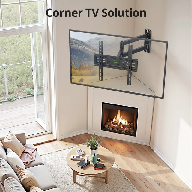 Alt view image 4 of 7 - Corner TV Wall Mount with 31.22" Long Arm for 26-65 Inch TVs up to 80 lbs, Full Motion TV Wall Mount Bracket with Swivel and Tilt, Max VESA 400x400mm fit Most 32 40 42 43 50 55 60 65 TVs