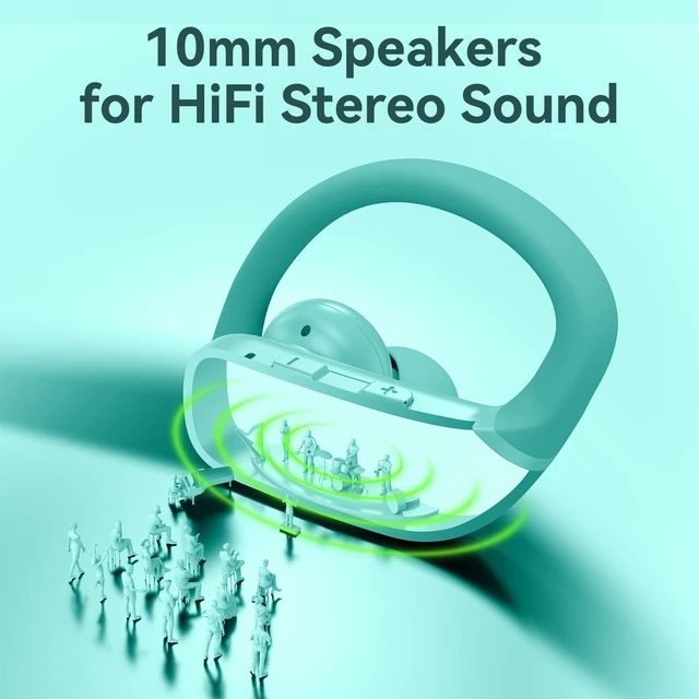 Alt view image 5 of 6 - Ear Buds Wireless Earbuds Bluetooth Headphones with 80H Playtime LED Display Case, Over-Ear Hook with Mic, Stereo Sound, Easy Button Controls, Sports Earphones for Running Workout Gym Mint Green