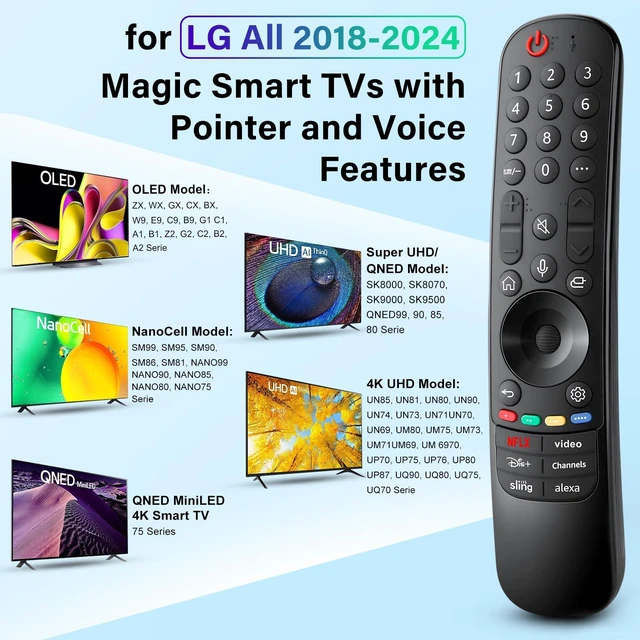 Alt view image 2 of 7 - Universal for LG-TV-Magic-Remote-Control-Replacement UHD OLED QNED NanoCell MiniLED C1 C2 C3 C4 4K 8K Smart TVs,MR23GA with Pointer and Voice Function 2018-2024