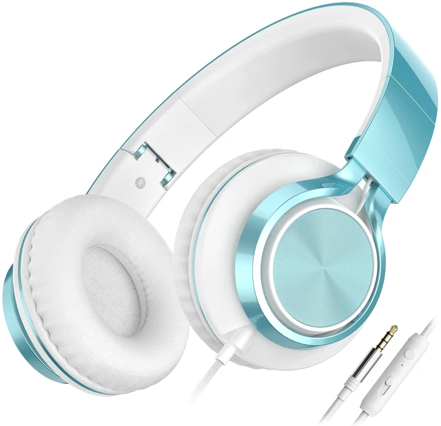 Main image of C8 Kids Wired Headphones with Mic for School, 3.5mm, Lime Green On Ear Headsets and Volume Control Foldable, Corded Computer Chromebook for Boys Girls Teen Classroom Online Learning Travel