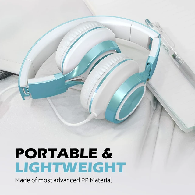 Alt view image 6 of 6 - C8 Kids Wired Headphones with Mic for School, 3.5mm, Lime Green On Ear Headsets and Volume Control Foldable, Corded Computer Chromebook for Boys Girls Teen Classroom Online Learning Travel
