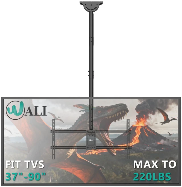 Main image of Long Arm Ceiling TV Mount for Most 37-90 inch Large TVs, up to 220 lbs Hanging Pole Ceiling Mount TV Bracket, Full Motion with Height Adjustment, Tilt, Swivel, Max VESA 800x400mm (CM3790XL), Black