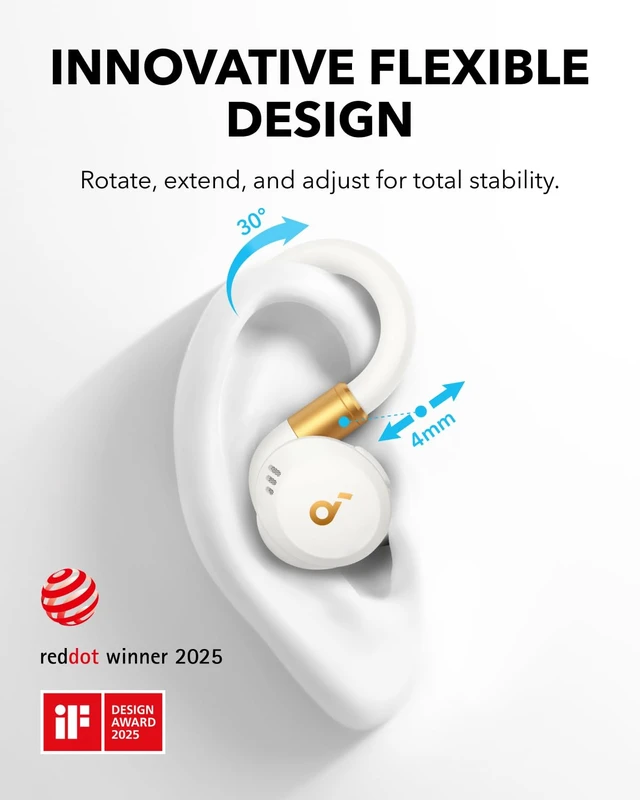Alt view image 2 of 7 - Sport X20 by Anker Noise Cancelling Workout Earbuds, Ear Hooks Rotatable and Extendable Ear Hooks, Deep Bass, IP68 Waterproof, Sweatproof, Dustproof, 48H Playtime, Sport Earbuds for Gym