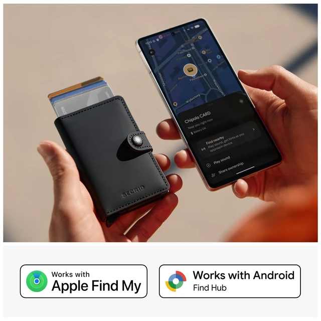 Alt view image 2 of 7 - x Secrid Trackable Mini Wallet, Leather Slim Wallet (Black) With Rechargeable Bluetooth Tracker CARD, Works with Apple Find My or Google's Find Hub with Call of Your Phone