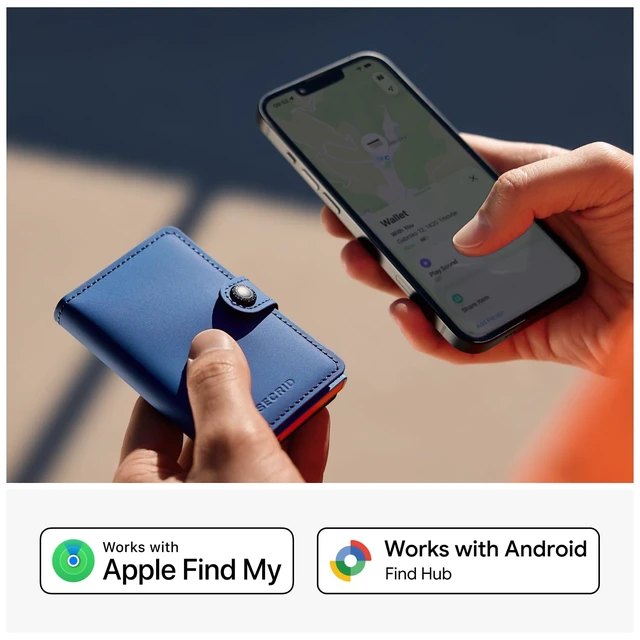 Alt view image 2 of 7 - x Secrid Trackable Mini Wallet, Leather Slim Wallet (Blue) With Rechargeable Bluetooth Tracker CARD, Works with Apple Find My or Google's Find Hub with Call of Your Phone