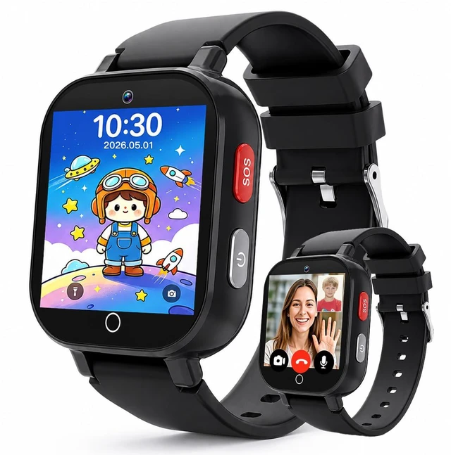 Main image of 4G Kids Smart Watch with GPS Tracker, Video & Voice Call, SOS, WiFi, IP68 Waterproof, AI Smart Features, Parental Control Phone Watch for Boys Girls Age 3+ (SIM Card Included)