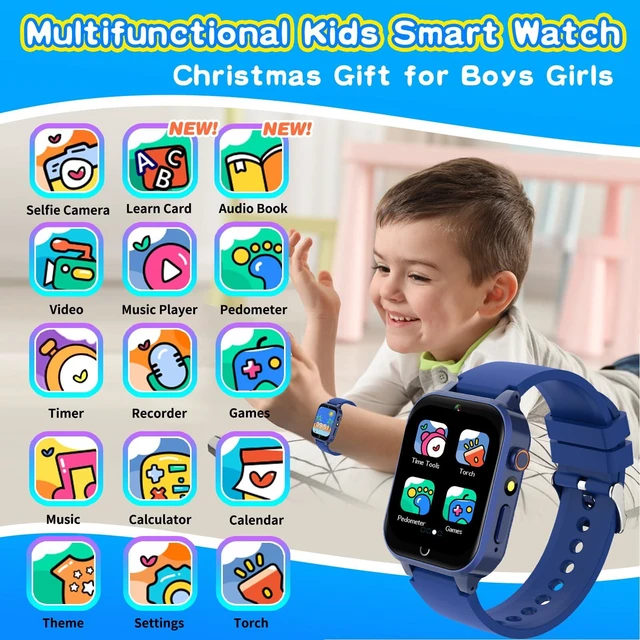 Alt view image 3 of 7 - Upgrade Kids Smart Watch for Kids with 39 Puzzle Games HD Camera Video MP3 Player Habit Tracking Pedometer Flashlight 12/24 hr Kid Watches Gift for 4-12 Year Old Boys Toys for Kid