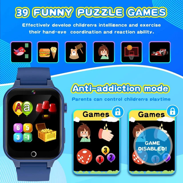 Alt view image 6 of 7 - Upgrade Kids Smart Watch for Kids with 39 Puzzle Games HD Camera Video MP3 Player Habit Tracking Pedometer Flashlight 12/24 hr Kid Watches Gift for 4-12 Year Old Boys Toys for Kid