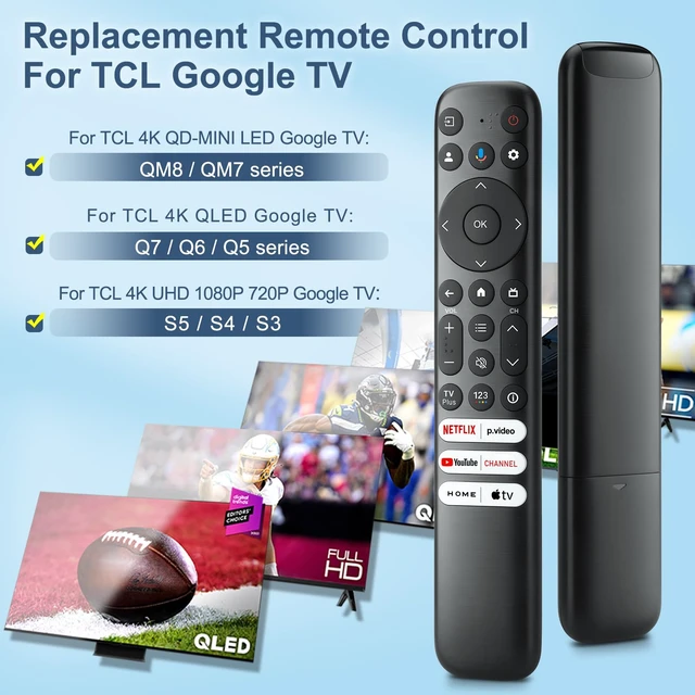 Alt view image 3 of 7 - Voice Remote Only for TCL-Google-TV-Remote-Control Replacement,RC813 Remote Compatible with TCL 4k QLED/UHD/QD-Mini LED Series Smart TVs