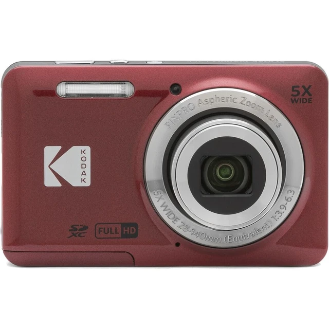 Alt view image 2 of 7 - PIXPRO FZ55 Digital Camera, Red, 16MP Compact Point & Shoot 5X Optical Zoom, 28mm Wide Angle Lens, 1080P Full HD Video, Camera Case & 32GB SD Card