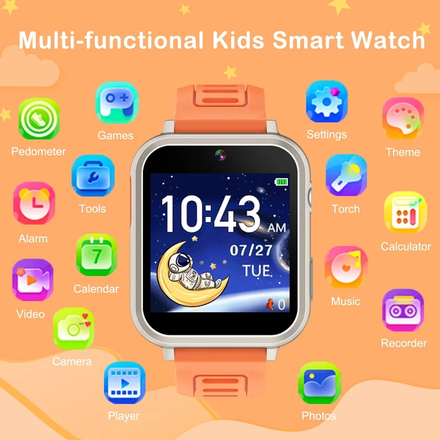 Alt view image 3 of 7 - Smart Watch for Kids, Kids Smart Watch with 39 Puzzle Games Camera Video Recorder Music Alarm Calculator Calendar Flashlight Pedometer Birthday Gifts Educational Toys for 3-12 Year Old Boys Girls