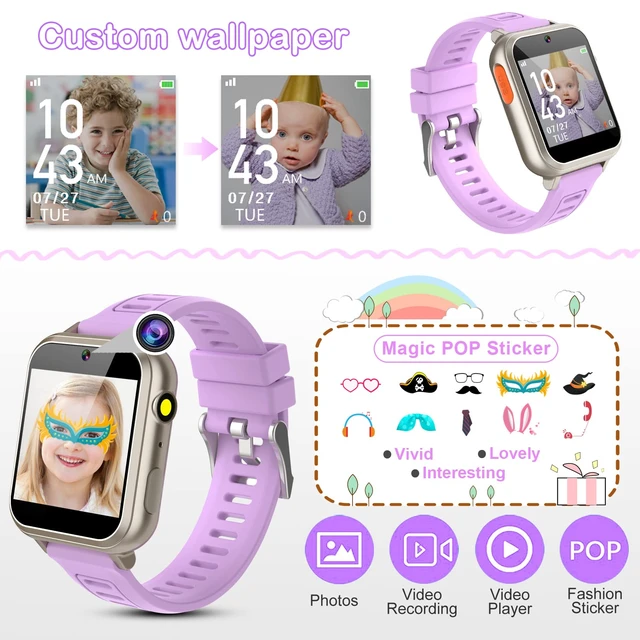 Alt view image 5 of 7 - Kids Smart Watches Girls Ages 4-12, Smart Watch for Kids with 39 Games Camera Video Alarm Music Pedometer Calculator Flashlight 12/24 hr Educational Toys Birthday Gifts for Girls Age 6 7 8 9 10