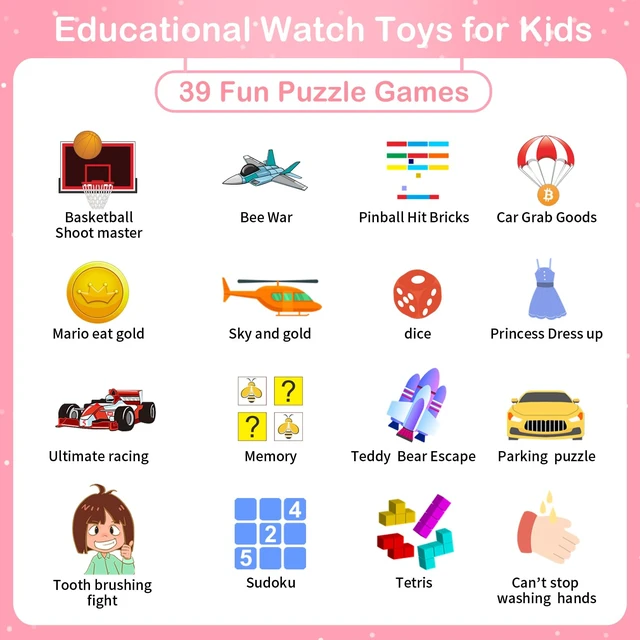 Alt view image 4 of 7 - Smart Watch for Kids with 39 Games, Kids Smart Watch Girls Gifts Age 4-12 HD Touch Screen Watches Camera Video Music Pedometer Flashlight Educational Toys Birthday Gifts for Girls Ages 6 7 8 9 10