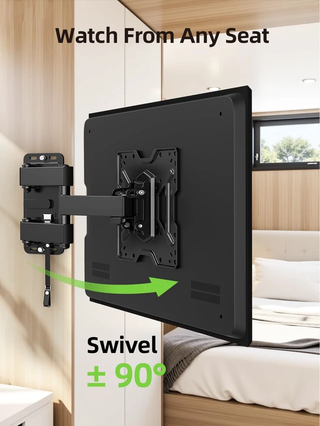 Alt view image 5 of 7 - UL Listed RV TV Mount for Most 13-45inch TV - Lockable Full Motion RV TV Wall Mount for Camper, Trailer, Motorhome - Swivel Tilt Bracket for Truck Boat, 44 lbs Capacity, VESA 200mm