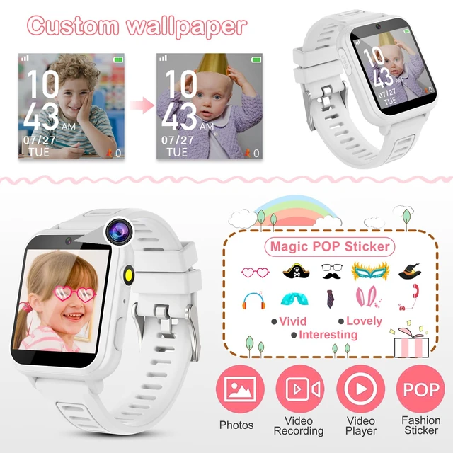 Alt view image 5 of 7 - Smart Watch for Kids with 39 Games, Kids Smart Watch Girls Gifts Age 4-12 HD Touch Screen Watches Camera Video Music Pedometer Flashlight Educational Toys Birthday Gifts for Girls Ages 6 7 8 9 10