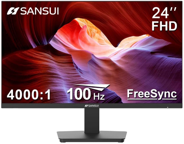 Main image of Monitor 24 Inch 100Hz PC Computer Monitor, FHD for Home Office HDMI VGA Ports, Ergonomic Tilt, VESA Mout, Ultra-Slim, Eye Care for Home Office (ES-24F2, HDMI Cable Included)